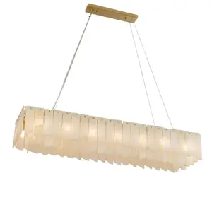 Lustre moderne EiraLuxe en acrylique blanc chaud et aluminium pour la maison, l'hôtel, le restaurant, le centre commercial, la villa, l'espace intérieur, long pour la salle, le bar - Product Image 6