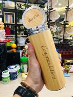 Flacon thermos en bambou entier avec logo gravé Gobelet sous vide au design classique pour pique-nique de voyage au bureau-pour adultes