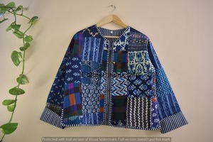 แจ็กเก็ตผ้าฝ้ายบุสองชั้นแบบวินเทจทำด้วยมือสไตล์ใหม่สไตล์โบฮีเมียนลายดอกไม้แบบสั้นพร้อมท่อด้านข้าง - Product Image 3