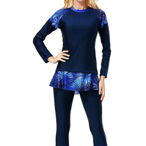 Ensemble burkini 2 pièces imprimé coupe haute pour femme, sur mesure, de haute qualité, en matière Spandex/Polyester respirante et à séchage rapide - Product Image 2