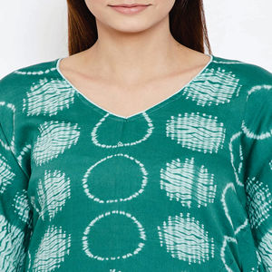 เสื้อโค้ทแขนสั้นคอวีสำหรับ100% ผ้ามัดย้อมผ้าชิโบริสีเขียวผลิตตามสั่ง - Product Image 6