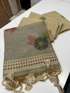 Best Quality Cotton Saree All <b>Body</b> Fancy Tassels Traditional Floral Motifs Contrast Blouse Piece for Parties Classic Indian - Product Image 4