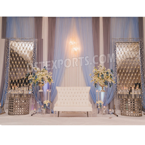 Toile de fond de mariage moderne support de bougie cadre en métal somptueux réception scène toile de fond mur de bougie mur de bougie unique scène de mariage - Product Image 1