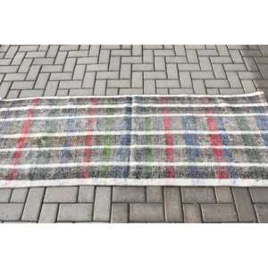 Tapis turc vintage, tapis de couloir 2,4x6,8 pi (73x207 cm), tapis en laine orientale bleu - Product Image 3