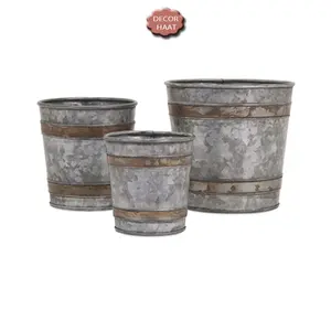 Pots de fleurs en métal galvanisé faits à la main nouvelle condition Pot de fleur décoratif pour la maison Garden Party Floor Use Design Shape - Product Image 1