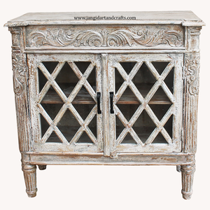 Vitrina de cristal tallada para vino Rococo, mueble antiguo de lujo, estilo barroco de madera, conjunto de comedor, India - Product Image 2