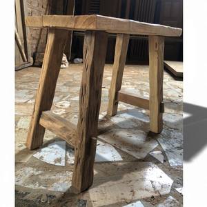 Tabouret en bois de teck recyclé japonais, ancien, petit banc multifonctionnel, meubles pour chambre à coucher, appartement, salon - Product Image 6