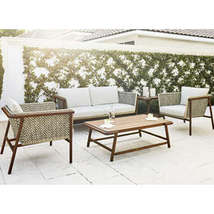 Silla de Madera de Estilo Moderno para Exteriores, Silla de Descanso para Exteriores, Combinación de Madera de Teca y Ratán - Gema - Product Image 3