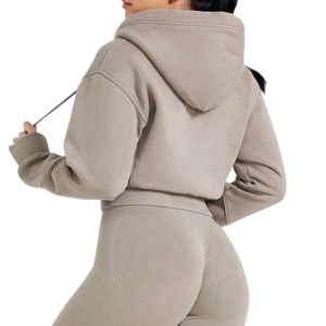 <b>Zip</b> up Long Sleeve Sports Hoodie Jacket for Women Cotton Fleece Zipper Hoodie Jackets Customize <b>Hoodies</b> With <b>Pocket</b> - Product Image 3