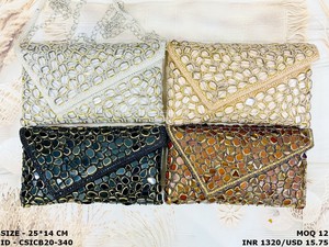 Bolso de mano artesanal con bordado de cuentas de piedra de cristal de diseñador, bolsos sofisticados para ocasiones especiales, eventos - Product Image 2