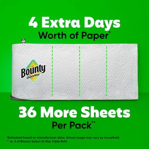 Bounty Quick Size <b>Paper</b> Towels, White, 8 Family Rolls <b>Kitchen</b> Roll 2 Ply Absorbent White Multifold Disposable <b>Paper</b> Towel - Product Image 3