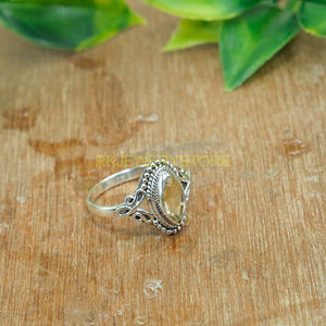 แหวนหมั้นพลอยซิทรินสำหรับผู้หญิง แหวนเงินแท้ 925 แหวนแต่งงานดีไซน์แฮนด์เมด ของขวัญวันคริสต์มาสและวันเกิด - Product Image 3