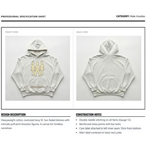 Sudadera con Capucha para Hombre, 500 g/m², Felpa de Algodón Ecológica, Bordada, Estilo Vintage Desteñido al Sol, Corte Holgado - Product Image 6