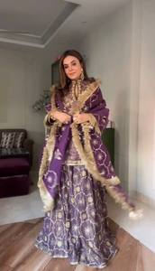 Costumes Shalwat en satin de soie dernier festival de créateurs Collection de luxe en filet d'or sergé Fêtes Salwar indiennes pakistanaises personnalisables - Product Image 6