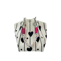 Tas Ember Rajut Motif Bunga Kartun Wanita Tas Tangan Pegangan Tali Warna-warni Tas Jinjing Kecil Lucu untuk Perjalanan Sehari-hari Anak Perempuan