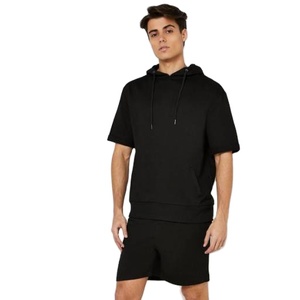 Ensemble tendance pour homme, hiver, unisexe, 2 pièces, coton uni, respirant, écologique, streetwear, sweat-shirt et short, personnalisable - Product Image 1