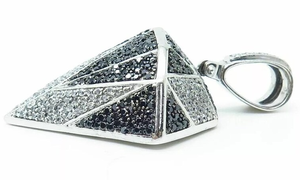Pendentif pour homme en argent 925 avec diamant moissanite blanc et noir - Product Image 3