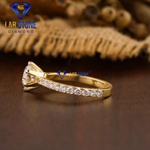 Bague en diamant taillé rond 2.28 TDW en or jaune serti pavé de pierre de laboratoire de diamant Hpht/Cvd - Product Image 3