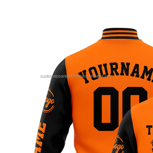 Chaqueta Varsity Exclusiva de Lana Personalizada con Logotipo Bordado en la Parte Delantera, Cuello Alto, Resistente al Viento, Transpirable, Marca Premium - Product Image 3