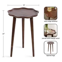 Table d'affichage en bois de style floral pieds de trépied Base Table d'appoint de chambre Table en bois durable écologique pour le thé et le café