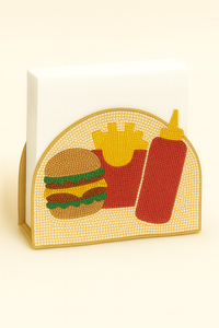 Venta caliente soporte de tejido con cuentas comida rápida tema Chips Soda diseño decorativo servilletero artesanal bordado de cuentas Decoración de mesa - Product Image 5