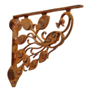 Support d'étagère en fonte noire antique Design de vigne florale Support mural décoratif robuste pour décor d'étagère de maison rustique - Product Image 4