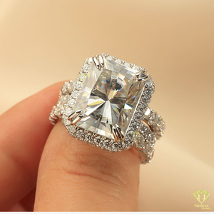 ชุดแหวนเจ้าสาวสีมรกตสุดหรูแหวนหมั้นแบบฮาโลพร้อมสายคาดแต่งงาน - Product Image 4