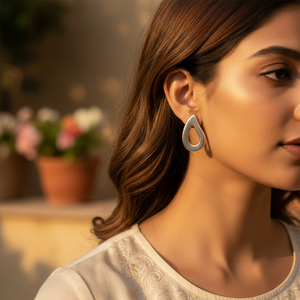 Pendientes de Plata 925 con Forma de Lágrima, Minimalistas, con Corte Diamante/Pera/Princesa, en Oro Rosa/Blanco con Cuarzo/Diamantes - Modernos - Product Image 1