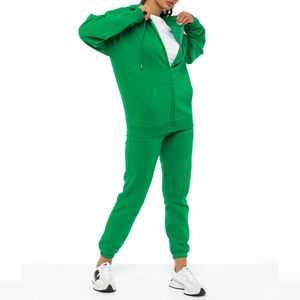 Top Designer femmes survêtements d'hiver en gros respirant personnalisé surdimensionné broderie 2 pièces fermeture éclair à capuche pantalon ensemble 100% - Product Image 3