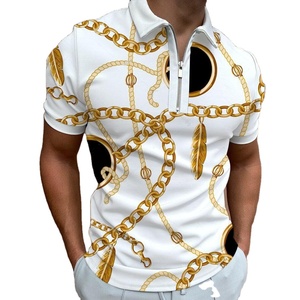 Polos bordados de chenilla para hombre, camisas de manga corta, informales, de algodón puro, manga corta, logotipo personalizado - Product Image 2