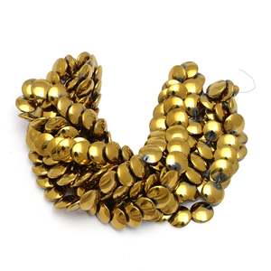 Perles d'hématite dorées métalliques en forme de pièce de monnaie 3x8mm, 68 pièces par brin, emballées dans un sac pour la fabrication de bracelets - Product Image 3