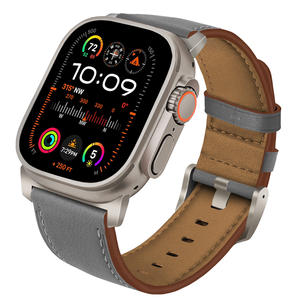 Lujo 26mm hombres Nappa cuero Smartwatch Correa Color titanio conector ajustable hebilla transpirable ultra para Apple Watch Band - Product Image 3