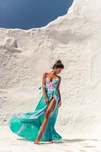 2025 nuevo producto gran oferta azul cielo cómodo elegante de lujo ecológico hasta el suelo vestido de Modal - Product Image 3