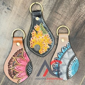 พวงกุญแจหนังวัวคุณภาพสูงพวงกุญแจหนังวัวทำมือเป็นเครื่องมือสั่งทำ - Product Image 1