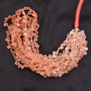 Cuentas de Piedra Lunar Melocotón AAA+ de 7mm-8mm, Forma de Corazón, Piedras Preciosas Semipreciosas de Piedra Lunar Multicolor Natural Rara, Cuentas Facetadas para Joyería - Product Image 3