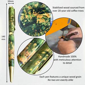 Vietnamien artisanal personnalisé améthyste Collection stylo à bille vert-rouge-bleu corps en résine 0.7mm retraite Graduation cadeau - Product Image 4