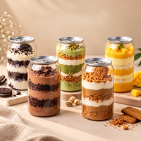 Vente en gros de canettes en PET transparentes de 330 ml avec anneau d'ouverture, canettes en plastique jetables pour jus, soda, bière, café