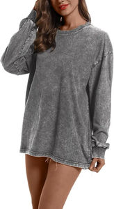 Sudadera Corta Cuadrada de Algodón 100% con Lavado Ácido, Hombros Caídos, Personalizable con Logotipo, para Mujer - Product Image 5