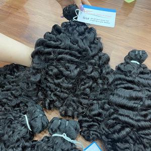 Vente en gros Paquets de cheveux bouclés pelucheux Doublement étirés Extensions de cheveux vierges vietnamiennes Trame machine - Product Image 2