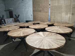 โต๊ะกลมไม้สไตล์โบราณออกแบบสำหรับร้านอาหารห้องรับประทานอาหารโรงแรมผับและคลับ - Product Image 2