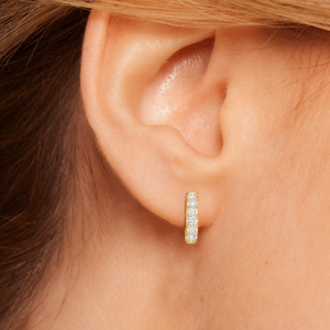 Custom 18K Yellow <b>Gold</b> Lab Grown Diamond <b>Huggie</b> Hoop Earrings Round Pave Diamond Hoop Earrings Bridal Jewelry OEM ODM Factory - Product Image 2