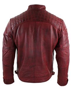 Vestes en cuir en détresse rouge de haute qualité 100% motard en cuir de mouton pur parfait pour toutes les saisons veste en cuir pour hommes - Product Image 2