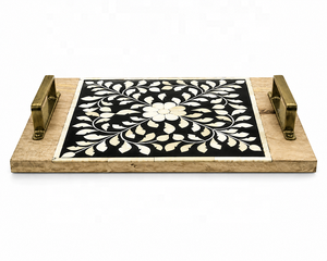 Fromm Inde Artisanat de qualité Mother Pearl Star Bone Inlay Ustensiles de cuisine Plateaux de service pour hôtels et restaurants - Product Image 3
