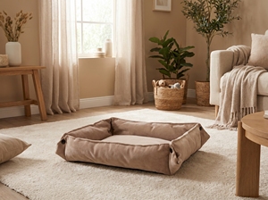 เตียงสัตว์เลี้ยงทรงสี่เหลี่ยมขนาดใหญ่แบบปรับเปลี่ยนได้ (ผ้าสีเบจ) - Product Image 3