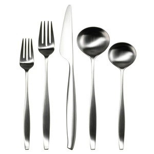 Modern Luxury Brushed Wood Flatware Standing <b>Knife</b> Design Wedding Cutlery Service 4 Unique 20 Piece Satin Finish - Product Image 4