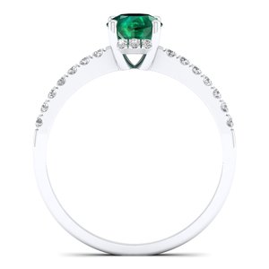 REYES, venta al por mayor, oro blanco de 14 quilates, corte redondo, 0,66 quilates, anillo de piedras preciosas Esmeralda, joyería fina, anillos de diamantes certificados IGI para mujer - Product Image 4