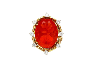 15.53กะรัตเพชรโอปอลเม็กซิกันวินเทจแหวนทอง18K เครื่องประดับแฟชั่นผู้หญิงสีแดงขนาดใหญ่ก้านแยกวัสดุหลักโลหะผสม - Product Image 4