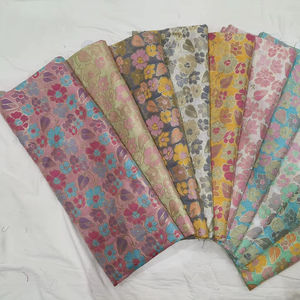 Tissu de brocart traditionnel brodé Rangkat pour vêtements ethniques indiens pour Kurtis Salwar Kameez utilisation d'accessoires de mariage de Style Plaid - Product Image 1