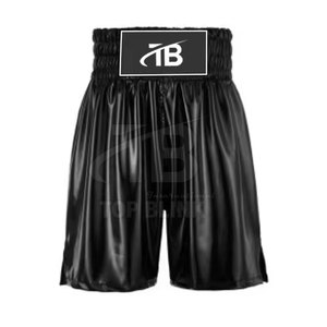 Shorts de boxe sportifs haut de gamme à taille élastique 100 % polyester, couleur unie – Personnalisables, marque privée, séchage rapide, collection 2025 - Product Image 1