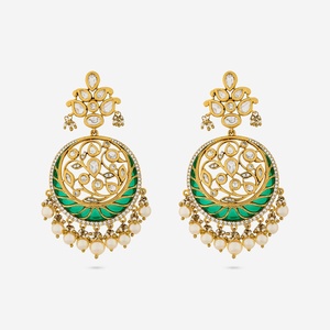 ต่างหูระย้าประดับดอกไม้แบบ Kundan สำหรับงานแต่งงานและงานปาร์ตี้ - ดีไซน์ทองแดงวินเทจสุดอินเทรนด์ - Product Image 4